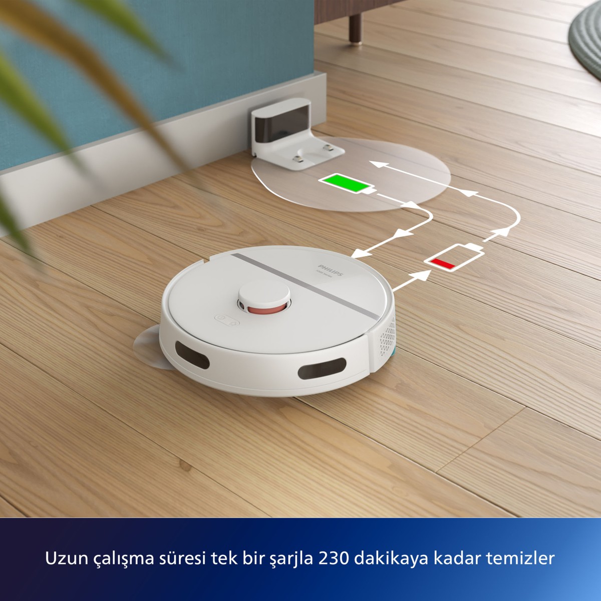 Philips HomeRun 3000 Serisi Islak ve Kuru Robot Süpürge (Beyaz)