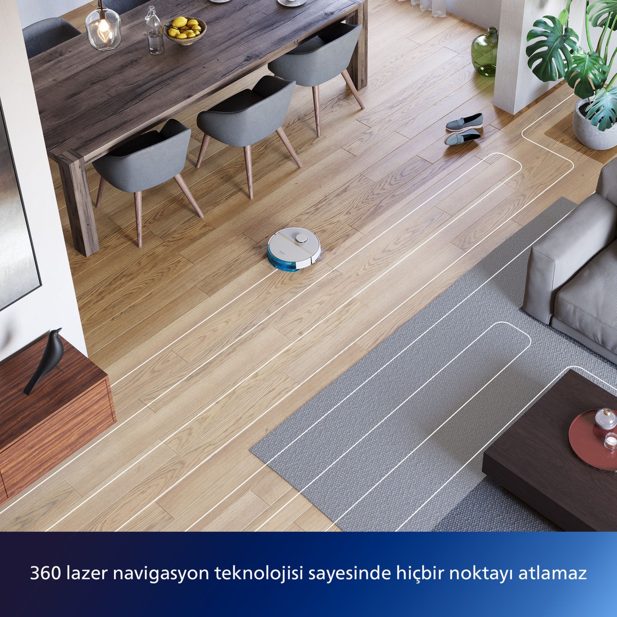 Philips HomeRun 3000 Serisi Islak ve Kuru Robot Süpürge (Beyaz)